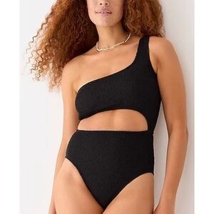 J. Crew Black Textures One-piece Swimsuit with cutouts